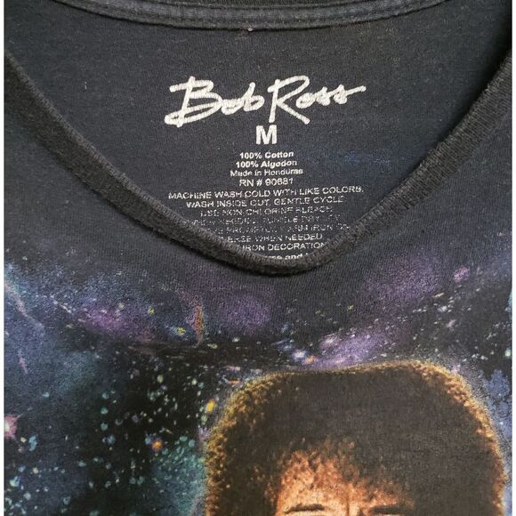 Bob-Ross T-Shirt Medium Black Graphic Tee - Picture 2 of 2